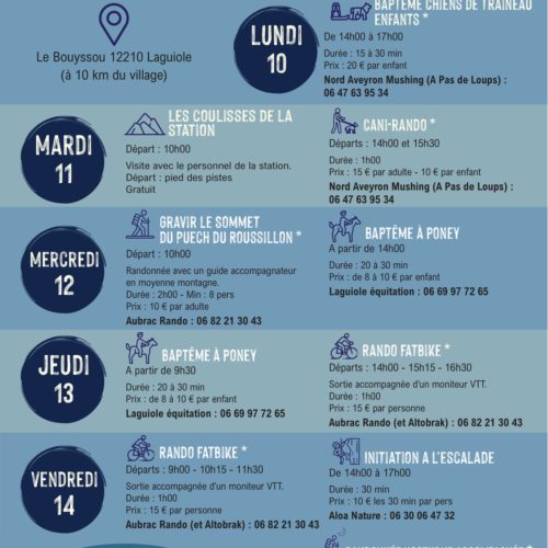 Un programme d’activités découverte…